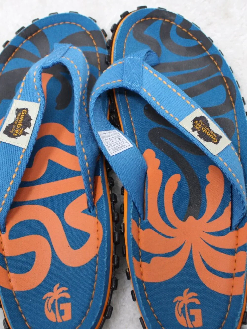 Gumbies Islander Canvas Flip Flops Sandals Mens 8 Womens 9 Blue Tropical Print